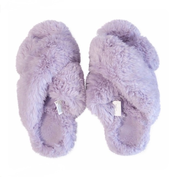 stars above Shoes - Cozy Purple Fuzzy Slippers - Size 7/8